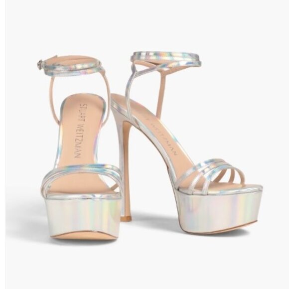 Stuart Weitzman Silver Heels - Picture 1 of 5